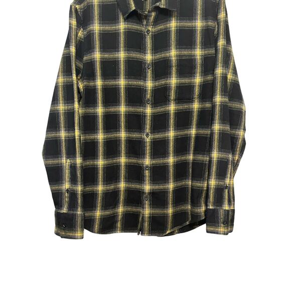 Abound Button-Up Long Sleeve Shirt Plaid Pattern Black Yellow Men's Medium NWOT - Picture 3 of 8